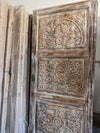 Antique Carved Floral Entry Door | Whitewash Wood Sliding Barn Door 80x36