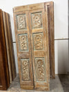 Antique Rustic Doors Floral Hand Carved Custom French Doors 80x24