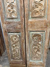 Antique Rustic Doors Floral Hand Carved Custom French Doors 80x24