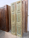 Antique Carved Green French Doors - Feature Wall Art Barn Door Panel 80x27