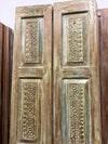 Antique Carved Green French Doors - Feature Wall Art Barn Door Panel 80x27