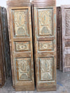 Antique Carved Double Doors Floral Vase Design Wooden Pantry Barn Door 80x36