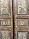 Antique Carved Double Doors Floral Vase Design Wooden Pantry Barn Door 80x36