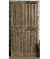 Antique Carved Door Blue Hues Sliding Door or Hinged Barn Door 