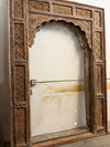 Antique Indian Brown Arch Rustic Carved Old World Architectural Doorway
