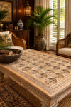Carved Wood Jharokha Coffee Table – Vintage Rustic Accent Table 54