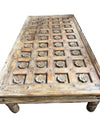 Antique Brown Lotus Carved Coffee Table – Rustic Large Accent Table