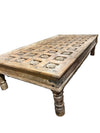 Antique Brown Lotus Carved Coffee Table – Rustic Large Accent Table