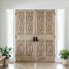 Antique Carved Double Doors Distressed Wood Entry Doors