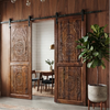 Rustic Modern Carved Entry Doors Reclaimed Wood Double Doors 80x36