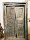 Antique Indian Door Distress Blue Front Entry Door Exterior Doors With Frame