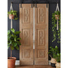 Antique Carved French Doors Floral Distress Wood Sliding or Hinged Barn Door