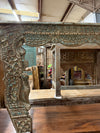 Vintage Ornate Entryway Console – Carved Wood Table with Brass Studs