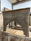 Vintage Hand-Carved Console Table Lattice Hallway Table