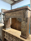 Antique Indian Hand-Carved Console Table with Ornate Architectural Details