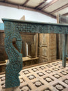 Antique Indian Hand-Carved Peacock Console Table | Ornate Entryway Furniture