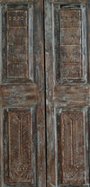 Vintage Carved Sliding Door Blue Floral Closet Bedrrom Doors
