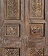 Antique Carved Pantry Door Whitewash Floral Hinged or Sliding Double Doors 