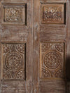 Antique Carved Pantry Door Whitewash Floral Hinged or Sliding Double Doors 