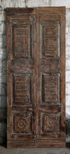 Vintage Carved Wood Spanish Style Doors Rustic Distressed Double Doors 80x34