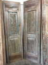 Antique Carved Bedroom Door Distress Blue Floral Barn Door Sliding Doors 