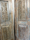 Antique Carved Bedroom Door Distress Blue Floral Barn Door Sliding Doors 