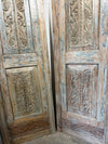 Antique Carved Bedroom Door Distress Blue Floral Barn Door Sliding Doors 