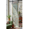 Vintage Carved Green Hues Wooden Barn Door – Single Sliding Panel