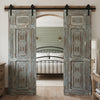 Antique Carved Door Distress Blue Floral Bedroom Entry Door