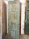 Antique Carved Door Blue Floral Panty Door Rustic Bedroom Door 96x29.5