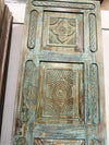 Antique Carved Door Blue Floral Panty Door Rustic Bedroom Door 96x29.5