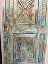 Antique Carved Door Blue Floral Panty Door Rustic Bedroom Door 96x29.5
