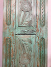 Vintage Carved Door Blue Floral Interior Single Sliding Door 96x29.5