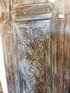 Antique Hand-Carved Wood Indian Door Vintage Architectural Panels 96x27