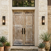 Spanish Style Sunburst Carved Entry Doors Statement Decor 96x27