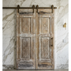 Vintage Whitewashed Door – Sunburst Carved Sliding Barn Door Statement Decor
