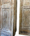 Vintage Barn Door Sunburst Carved Solid Wood Sliding Barn Door