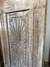 Vintage Barn Door Sunburst Carved Solid Wood Sliding Barn Door
