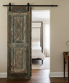 Vintage Carved Barn Door Floral Distress Blue Bedroom Doors