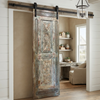 Mid Century Carved Wood Barn Door 
