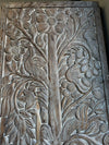 Vintage Carved Tree of Life Barn Door Natural Reclaimed Wood Wall Panel 84x36
