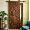 Vintage Carved Barn Door Tree Of Life Natural Wood Rustic Bedroom Door 84x36