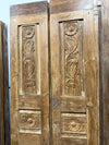 Antique Carved Wood Floral Barn Door – Rustic Double Statement Farmhouse Door 80