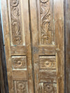 Antique Carved Wood Floral Barn Door – Rustic Double Statement Farmhouse Door 80