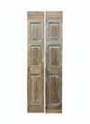Antique Carved Pantry Door Blue Floral Hinged or Sliding Double Doors 80