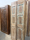 Antique Carved Pantry Door Blue Floral Hinged or Sliding Double Doors 80
