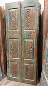 Antique Rustic Double Doors Panel Floral Hand Carved Custom French Doors 80x32