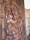 Vintage Ganesha Carved Wooden Door Indian Wall Panel Sculpture 94x43