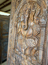 Vintage Ganesha Carved Wooden Door Indian Wall Panel Sculpture 94x43