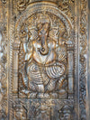 Vintage Ganesha Carved Wooden Door Indian Wall Panel Sculpture 94x43